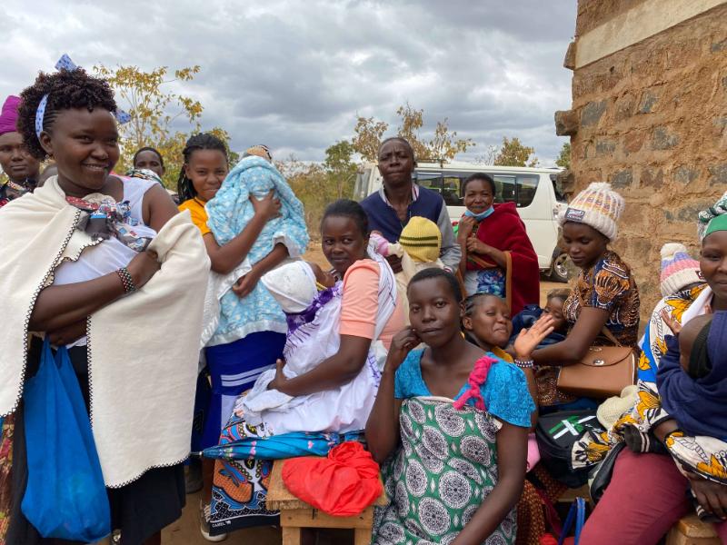 Children and mothers at nutrition clinic